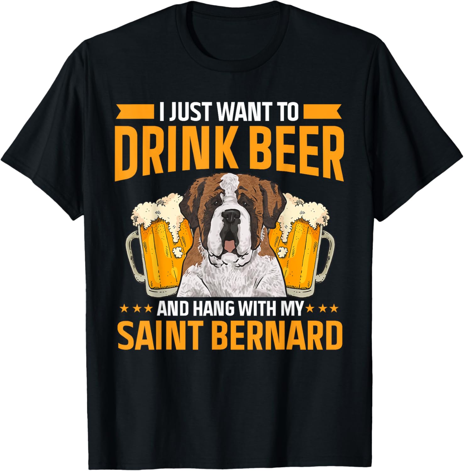 Saint Bernard Dog Drinking Beer St - Bernard Men Women T-Shirt